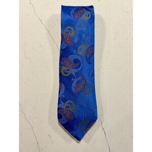 David Donahue Men's Multicolor Paisley Silk Necktie in Blue